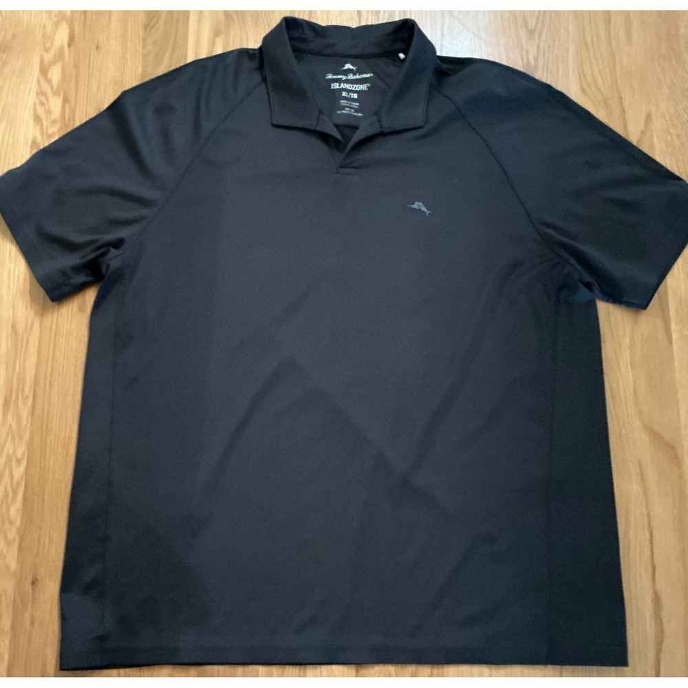 Tommy Bahama IslandZone XL Black Johnny‎ Collar Polo Shirt UPF 30 Golf Athletic